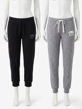 Roots Salt & Pepper Full Length + Black Cropped Sweatpants Trackpants Joggers